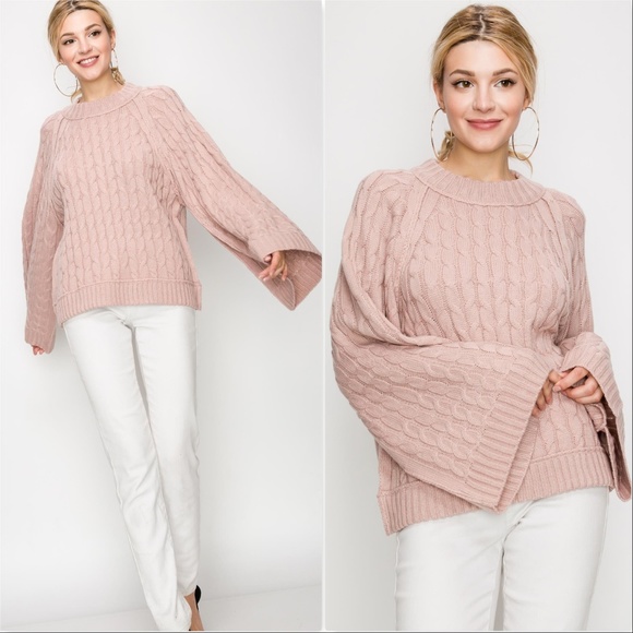 "ALESSIA" BLUSH KNIT SWEATER - Picture 2 of 4